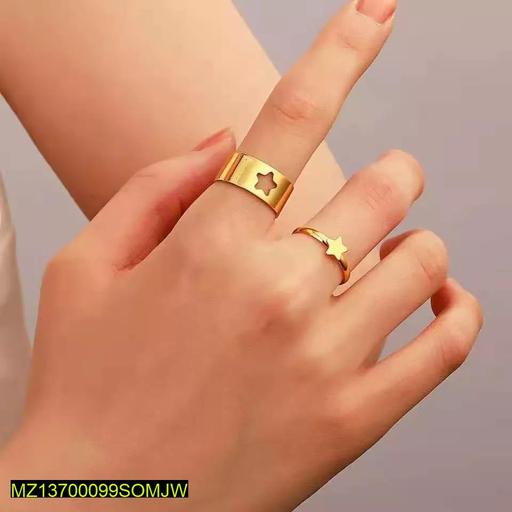 2 Pcs Trendy Couple Star Rings