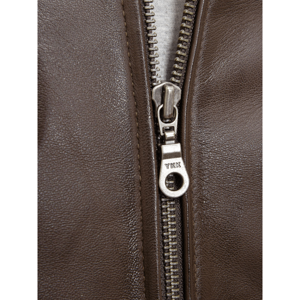 MEN BROWN LEATHER BOMBER JACKET BROWNVILLE