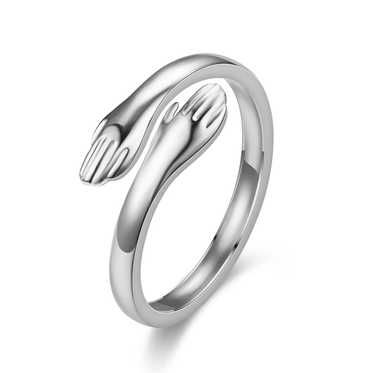 Round Gold Color Warmly Embraced Love Hug Open Rings For Women Cute Creative Hands Adjustable Jewelry