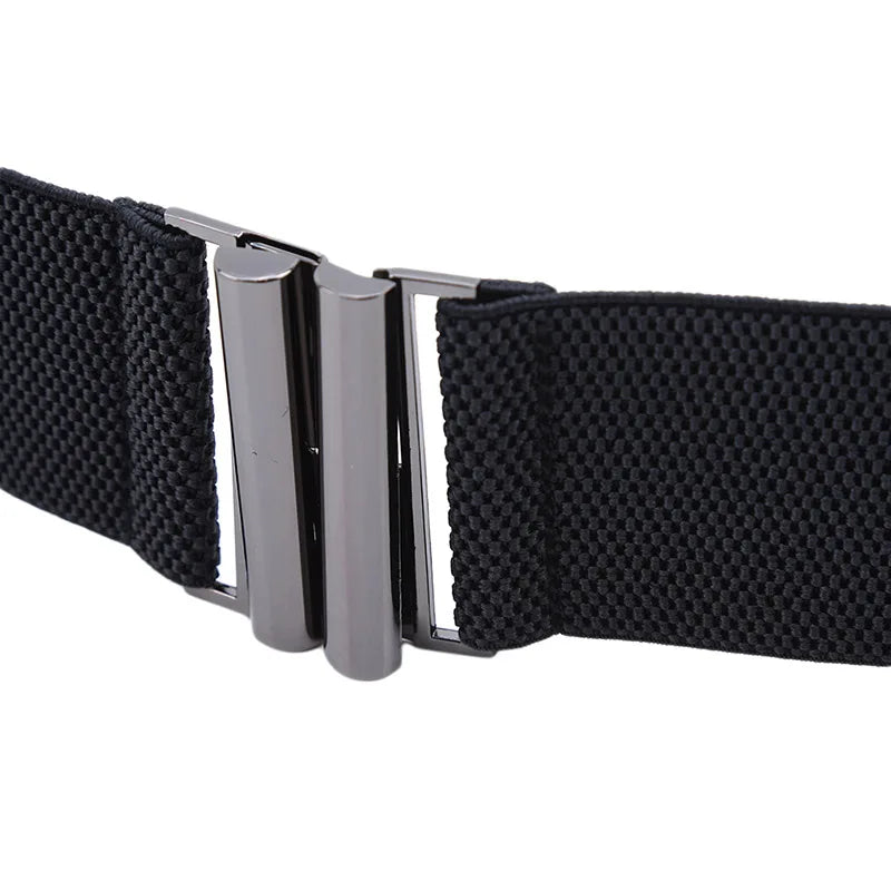 Women Elastic Band Wide Belts Simple Down Coat Waist Belt Female Buckle Black Strap Dress Decoration Accessories