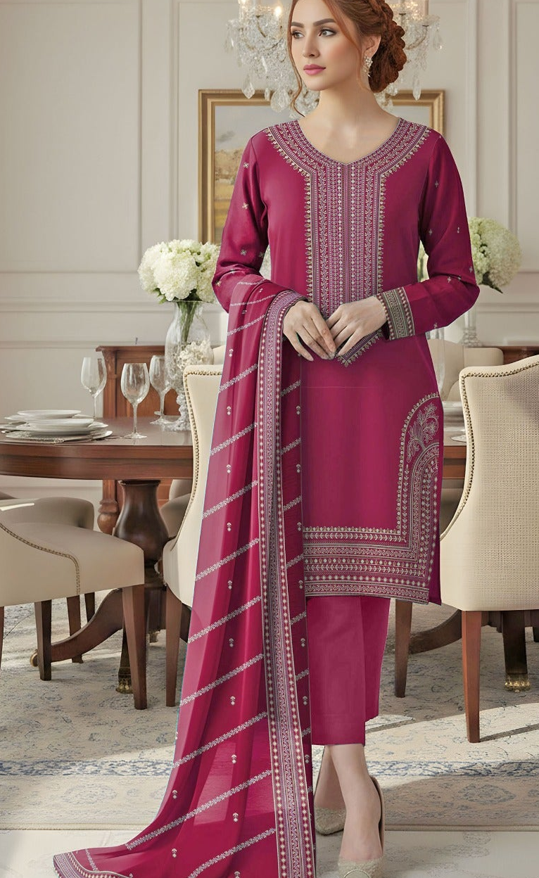 MUNARQ BY NISHA DESIGNER, embroidered Lawn