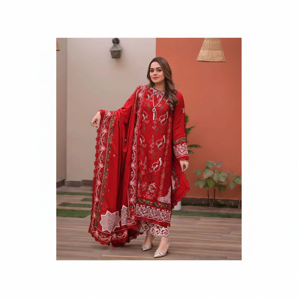 Aneela's Lawn with ready to wear chiffon Dupatta