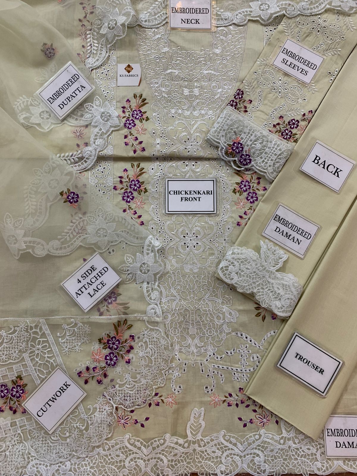 ELAF EMBROIDERED CHICKENKARI COTTON