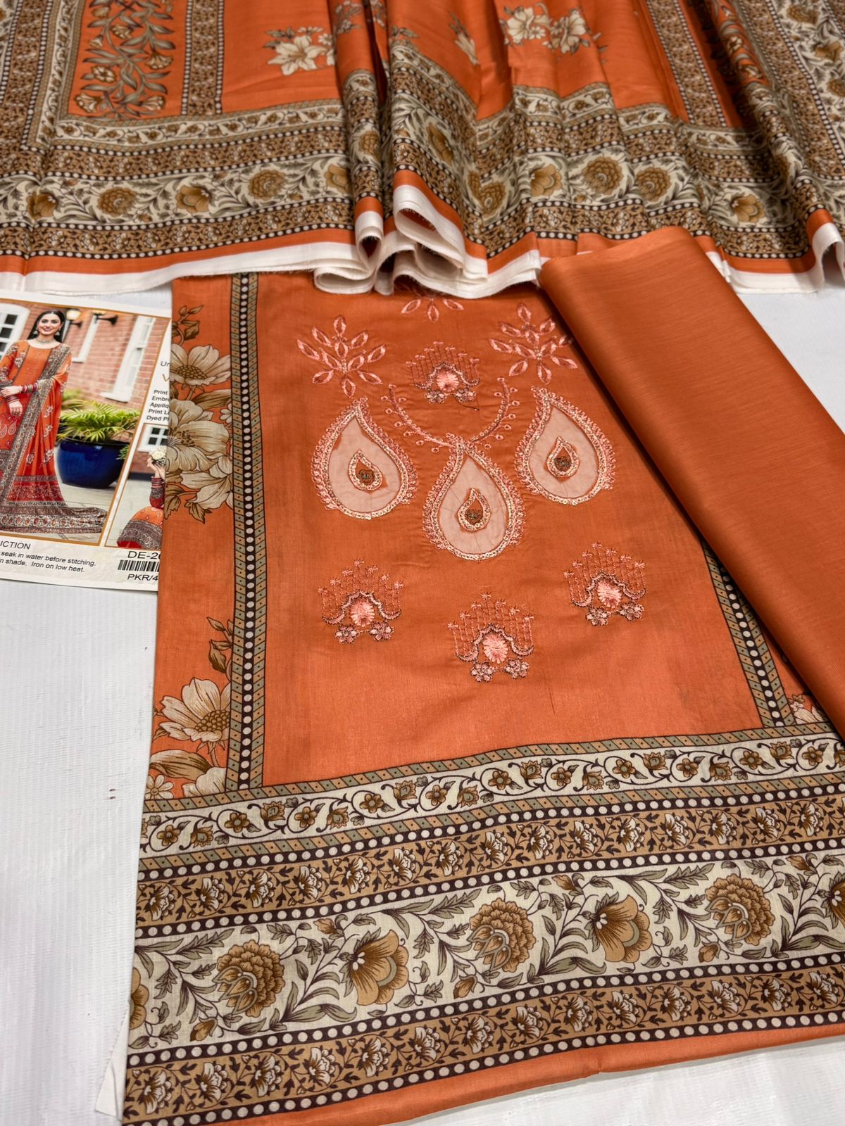 SUMMER COLLECTIONS Best Quality Pure Airjet lawn 90/70* Front Panel full Embroidered.