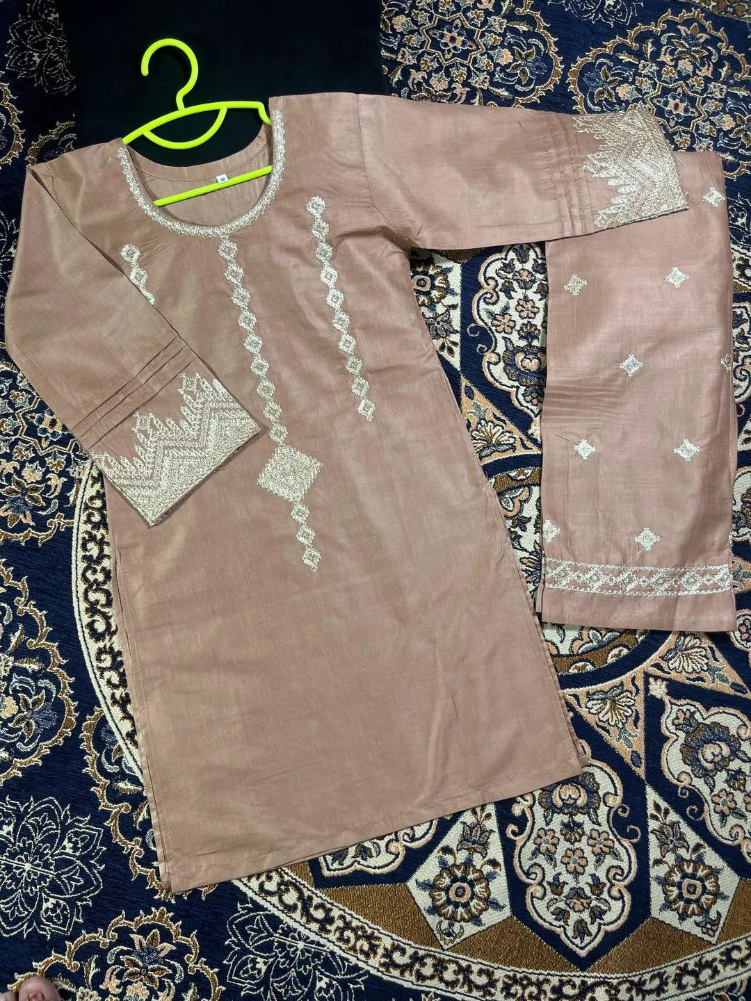 Girls cotton embroidered shirts and trouser 2PCS