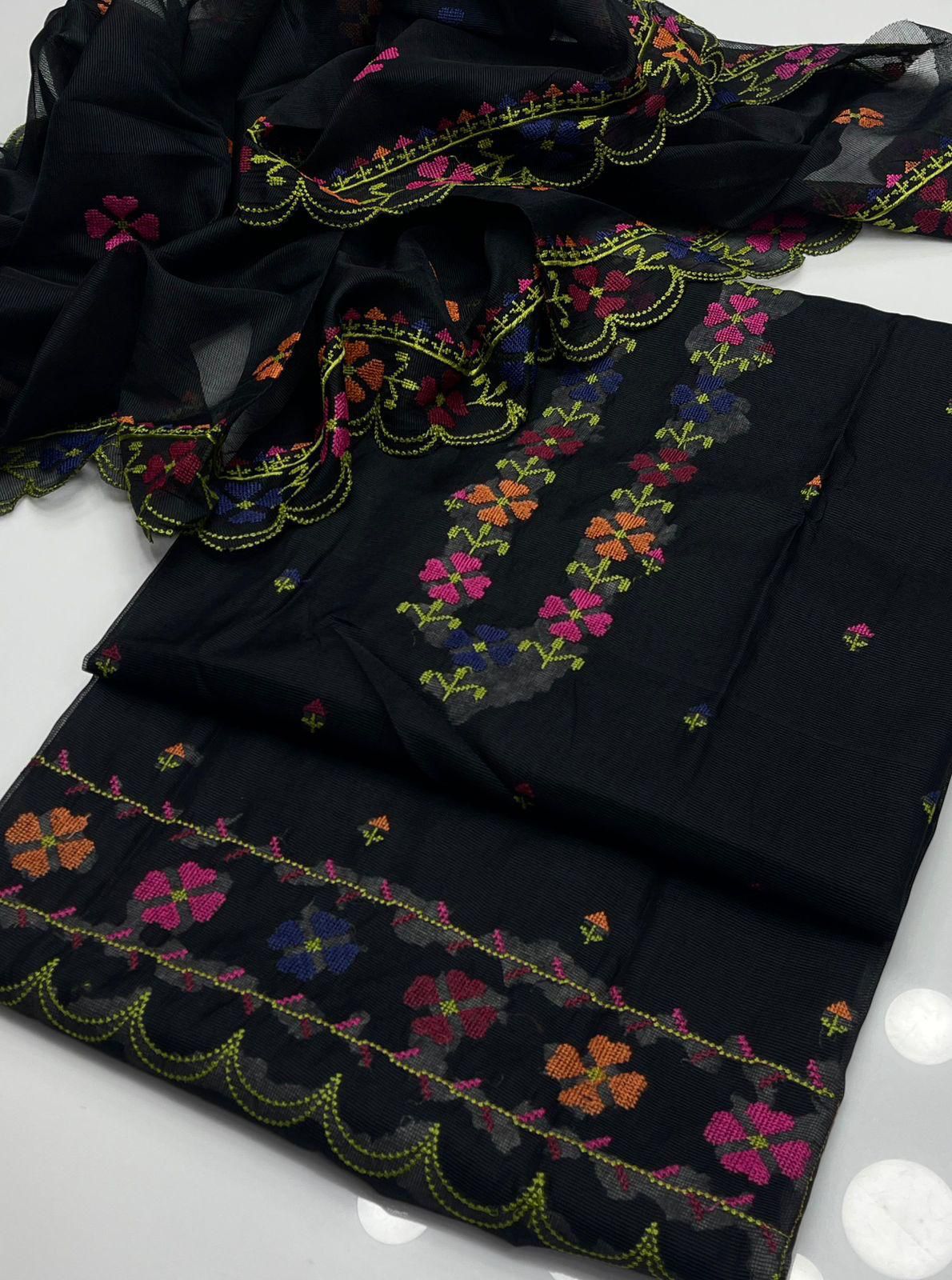 New Arrival's, 2 pc Dress,
Shirt Khaddi net cross stitch embroidered