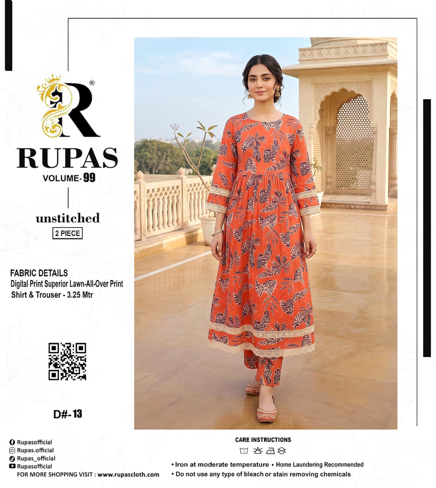 RUPAS, Digital Print Superior Lawn, Print Shirt & Trouser