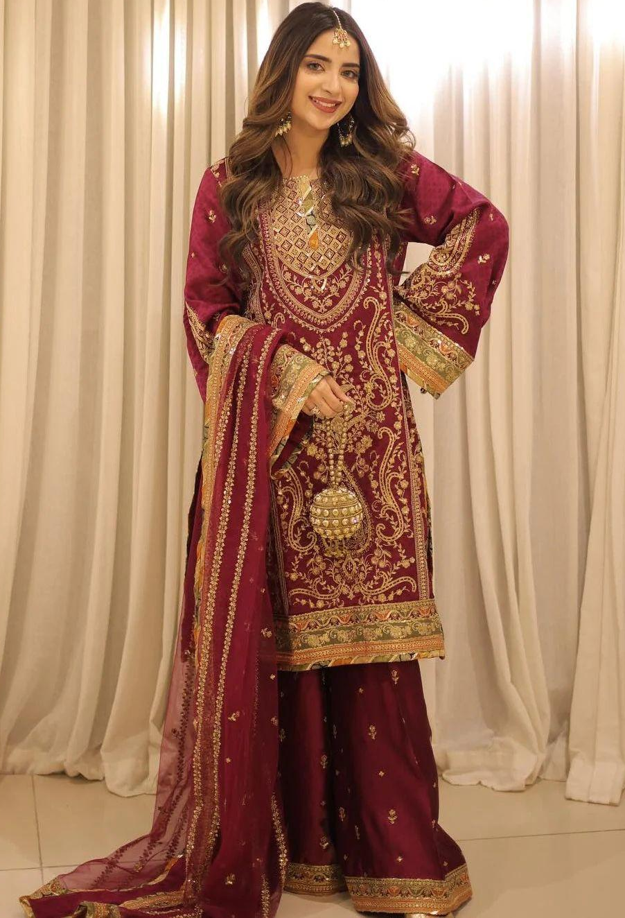 ANEELAS* CHARMEUSE SILK COLOR PINK TO REDDISH