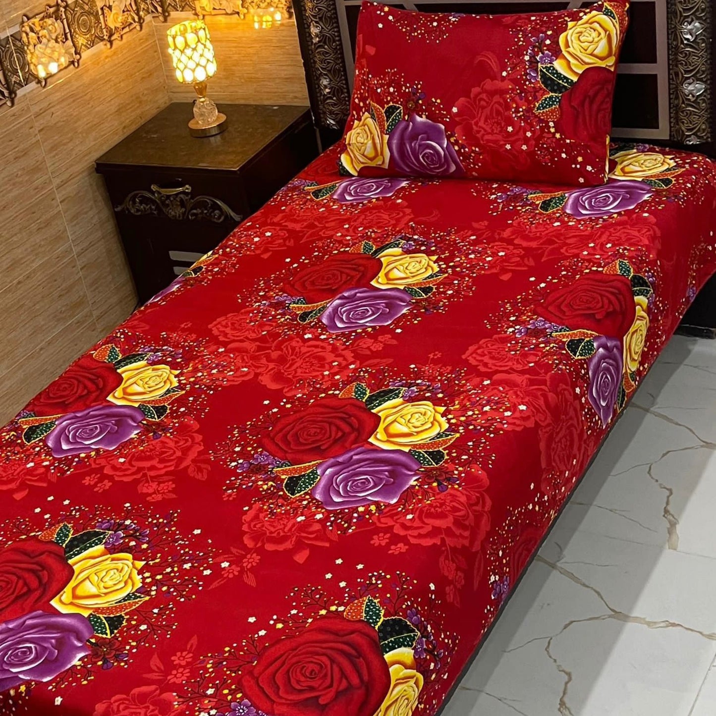 Alkaram 4Pc Mix Cotton Single Pair Bedsheets 4 colours