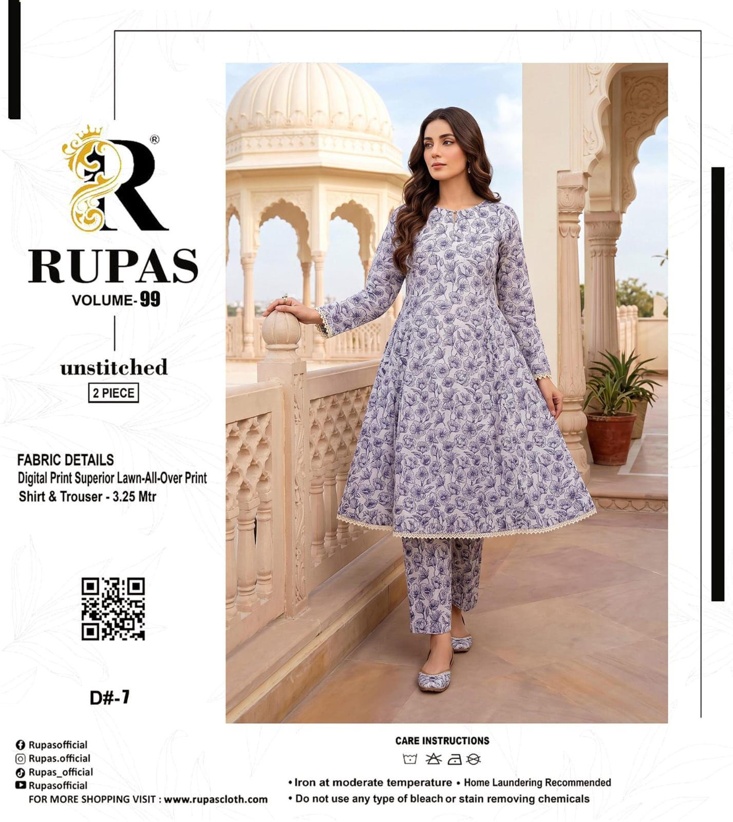 RUPAS, Digital Print Superior Lawn All-Over Print Shirt & Trouser