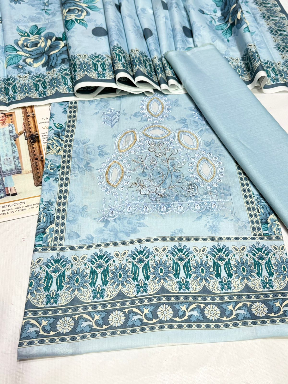 SUMMER COLLECTIONS Best Quality Pure Airjet lawn 90/70* Front Panel full Embroidered.