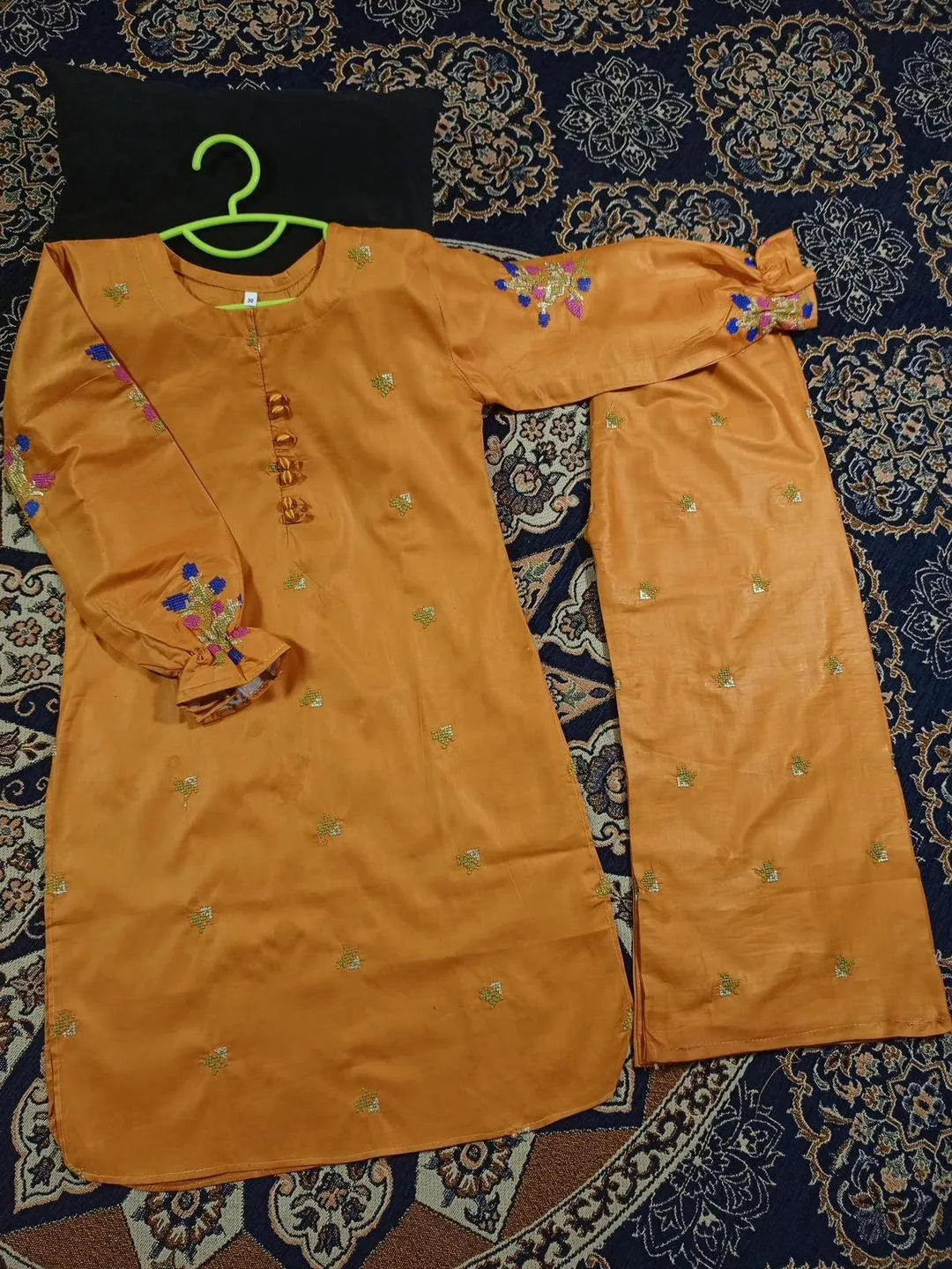 Girls cotton embroidered kurta and shalwar