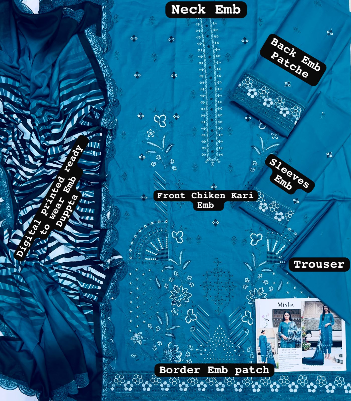 Minha MOST DEMANDING EDITION*03PCS UNSTITCHED SUIT