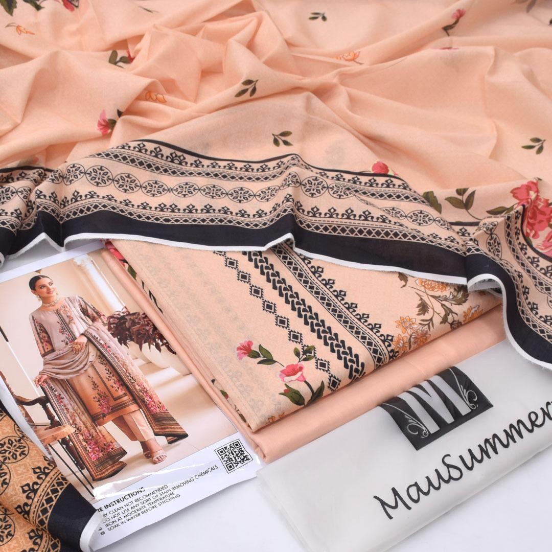 Mausummery,digital lawn shirt, plain dyed trouser,lawn dupatta