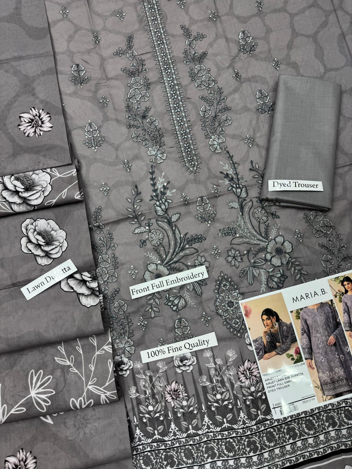 MARIA.B digital printed and Front head embroidered Lawn, new arrival