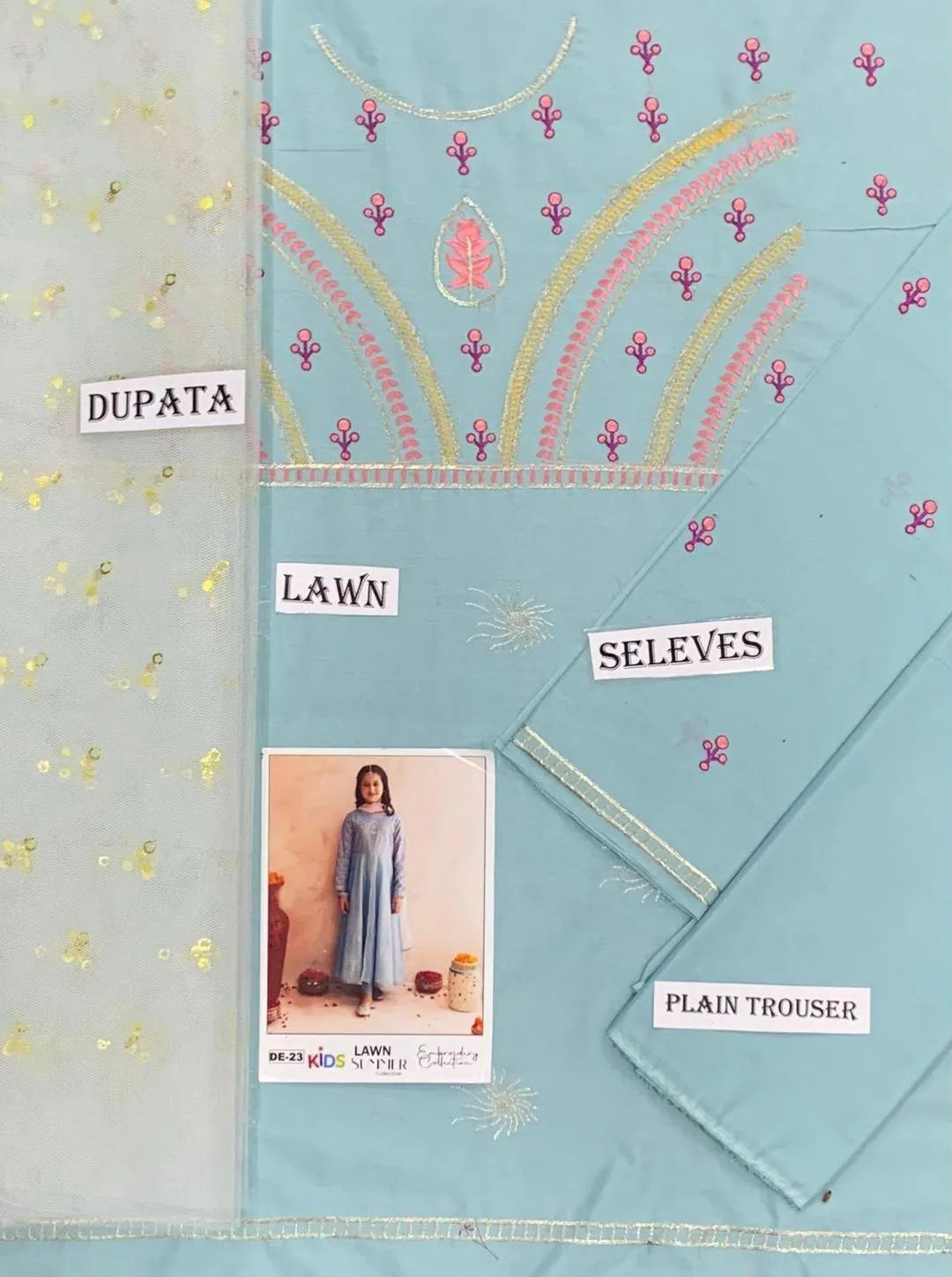 Turquoise embroidered kurta shalwar