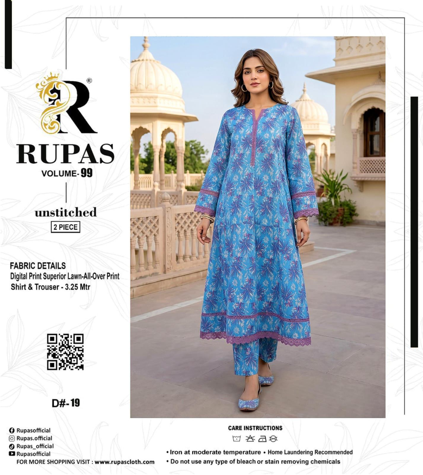 RUPAS, Digital Print Superior Lawn All-Over Print Shirt & Trouser