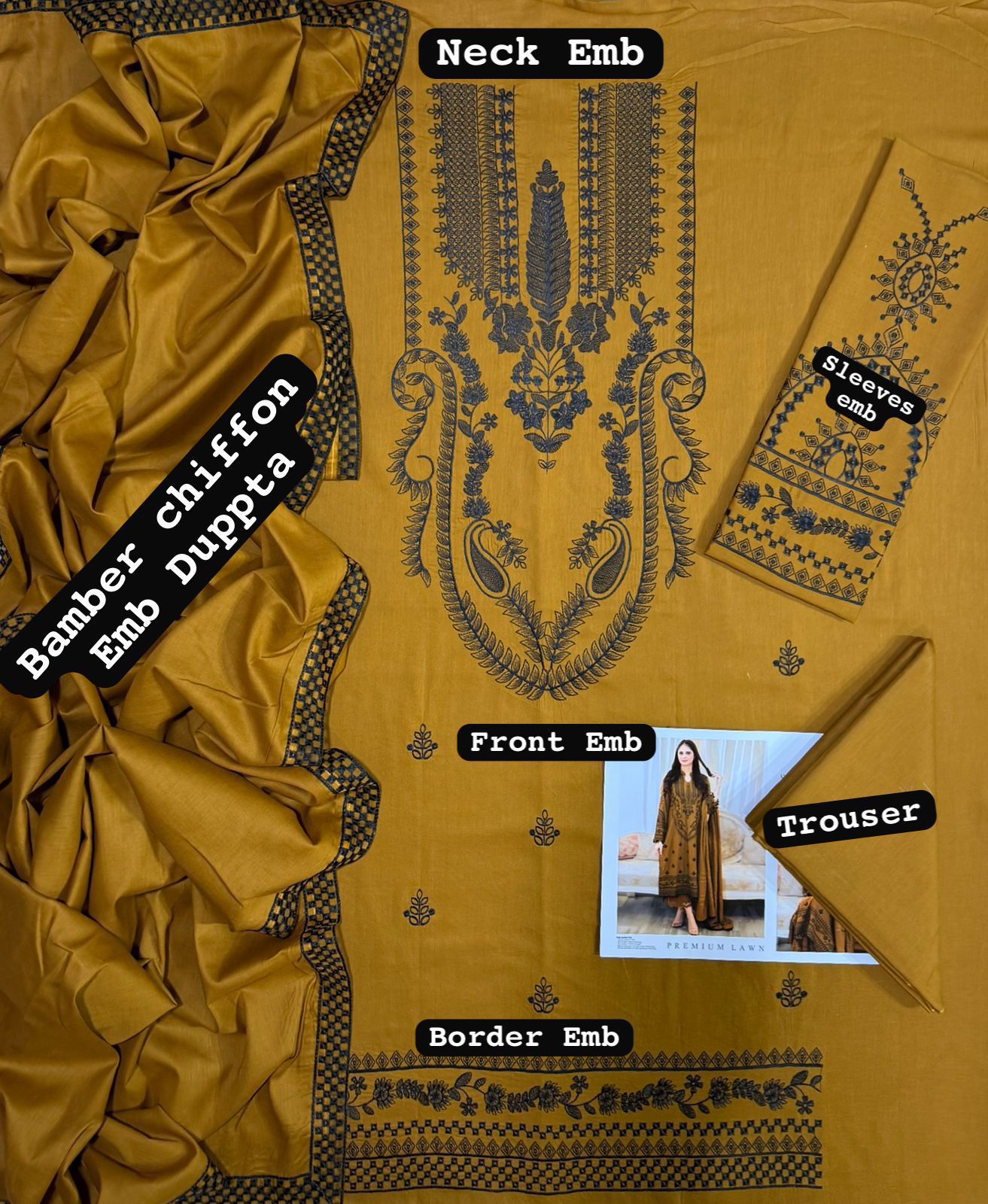 LIBAS-lawn shirt with bamber chiffon dupatta vibrant sale