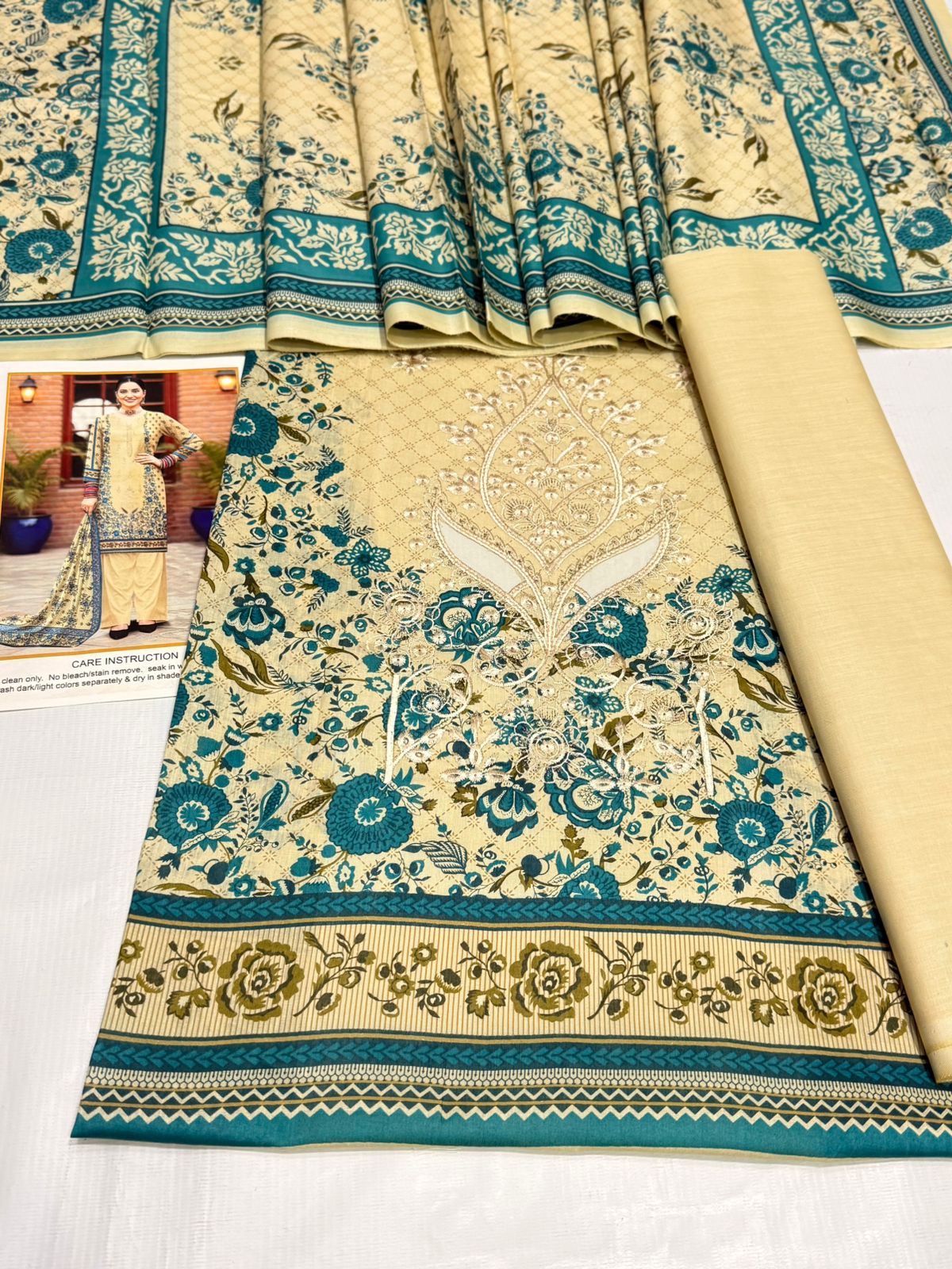 SUMMER COLLECTIONS Best Quality Pure Airjet lawn 90/70* Front Panel full Embroidered.