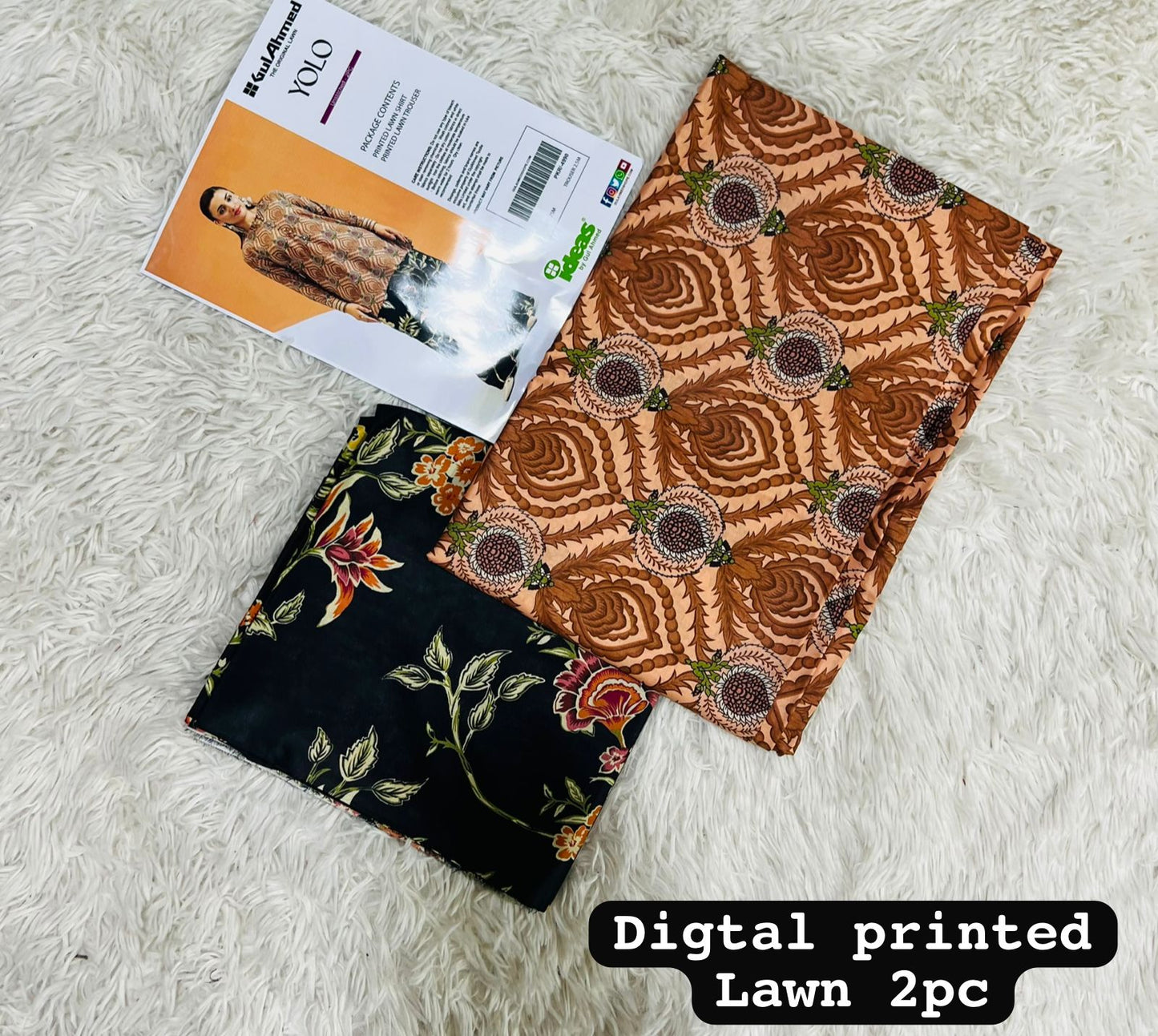 Gul- Ahmed, 02 PCS, printed UnStitched dress, Lawn90’88