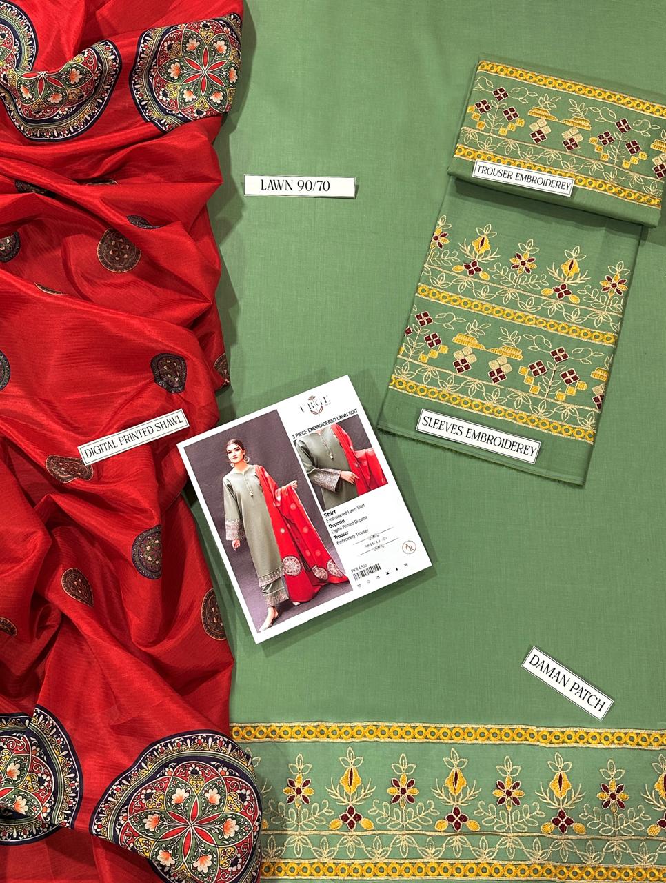 URGE,AIR JET 90/70 LAWN EMBROIDERED COLLECTION