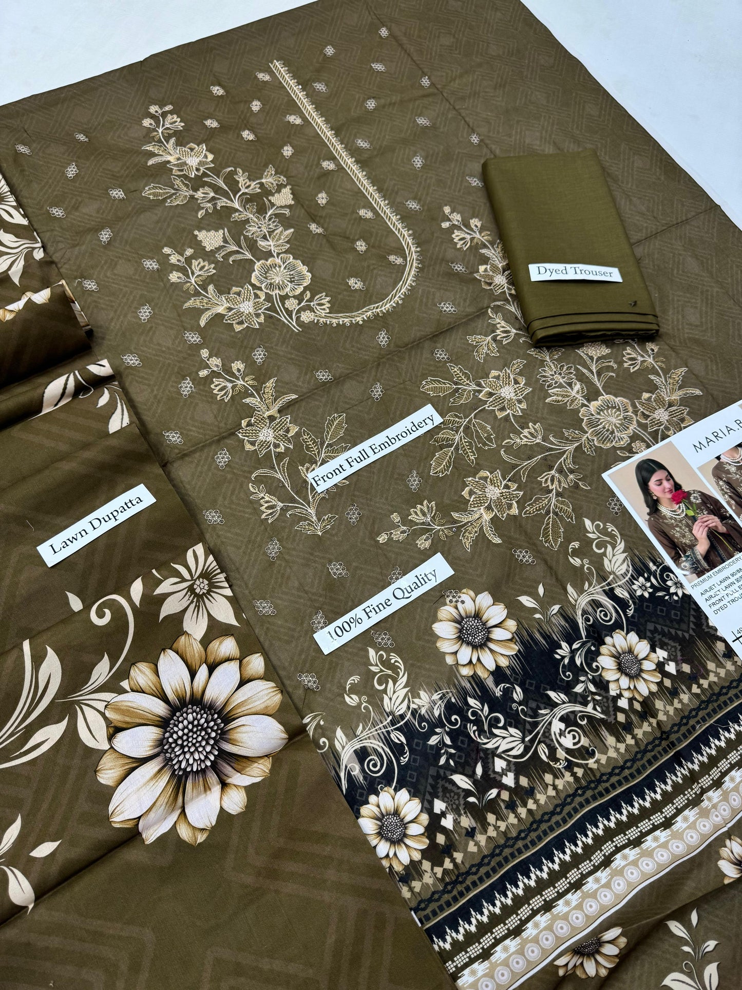 MARIA.B digital printed and Front head embroidered Lawn, new arrival
