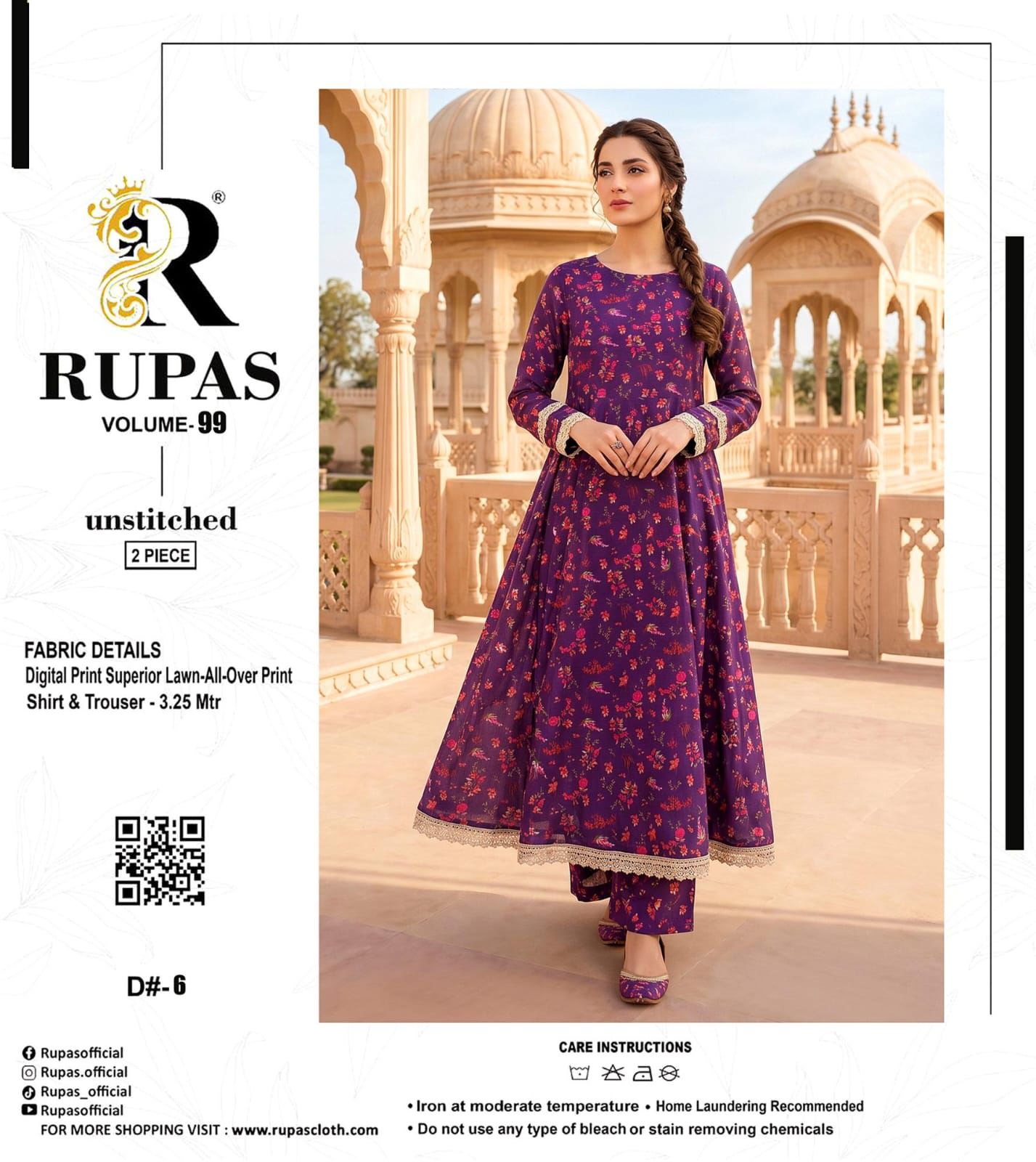 RUPAS, Digital Print Superior Lawn All-Over Print Shirt & Trouser
