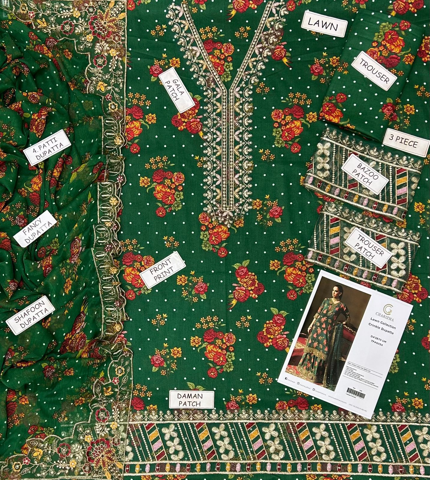 Charizma
Lawn collection 2026, crinkle Dupatta, 03 PCS unstitched* printed lawn 90/70*