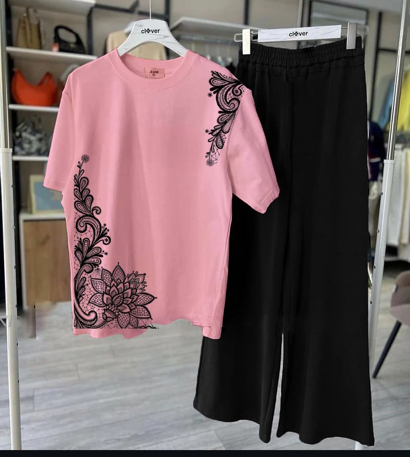 New Cotton Jersey,Flower Printed Night Suits for Girls and Womens