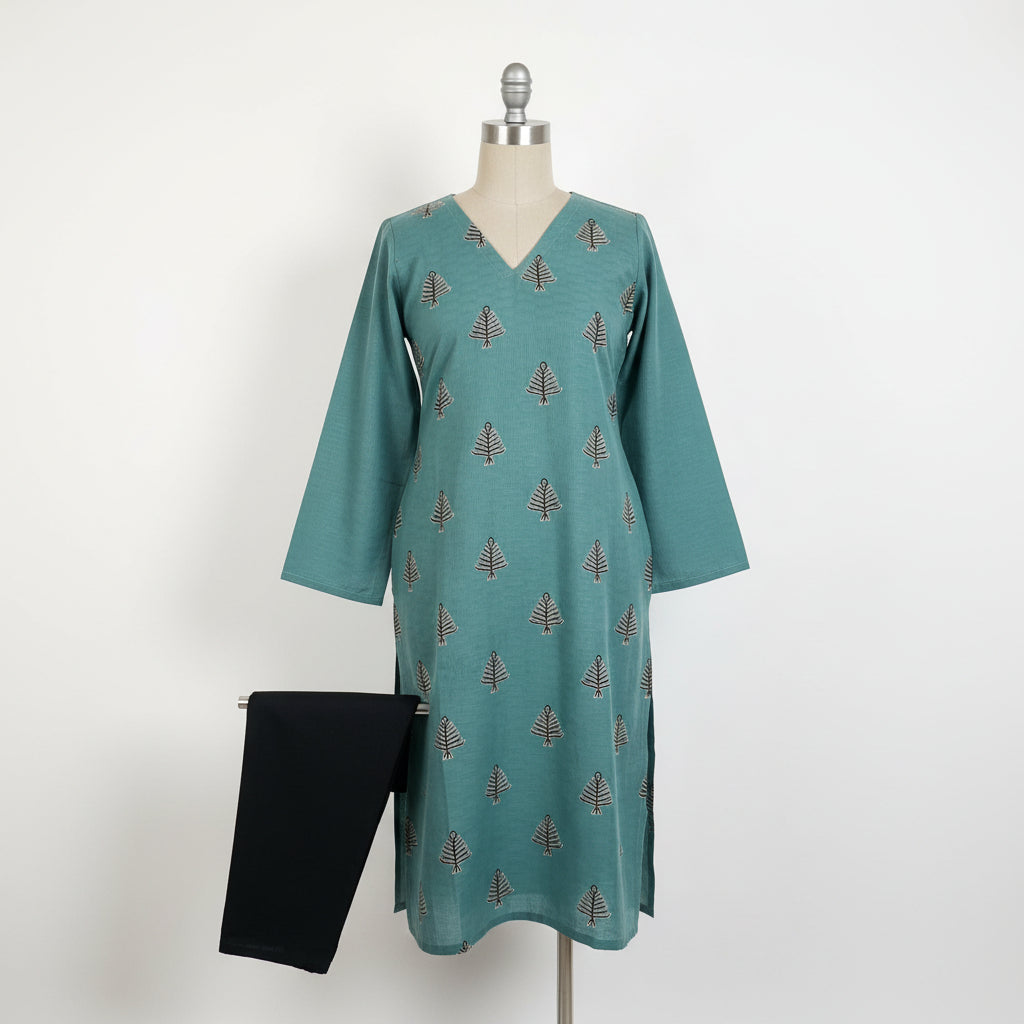 summer cotton embroidered Top with baggy Jean