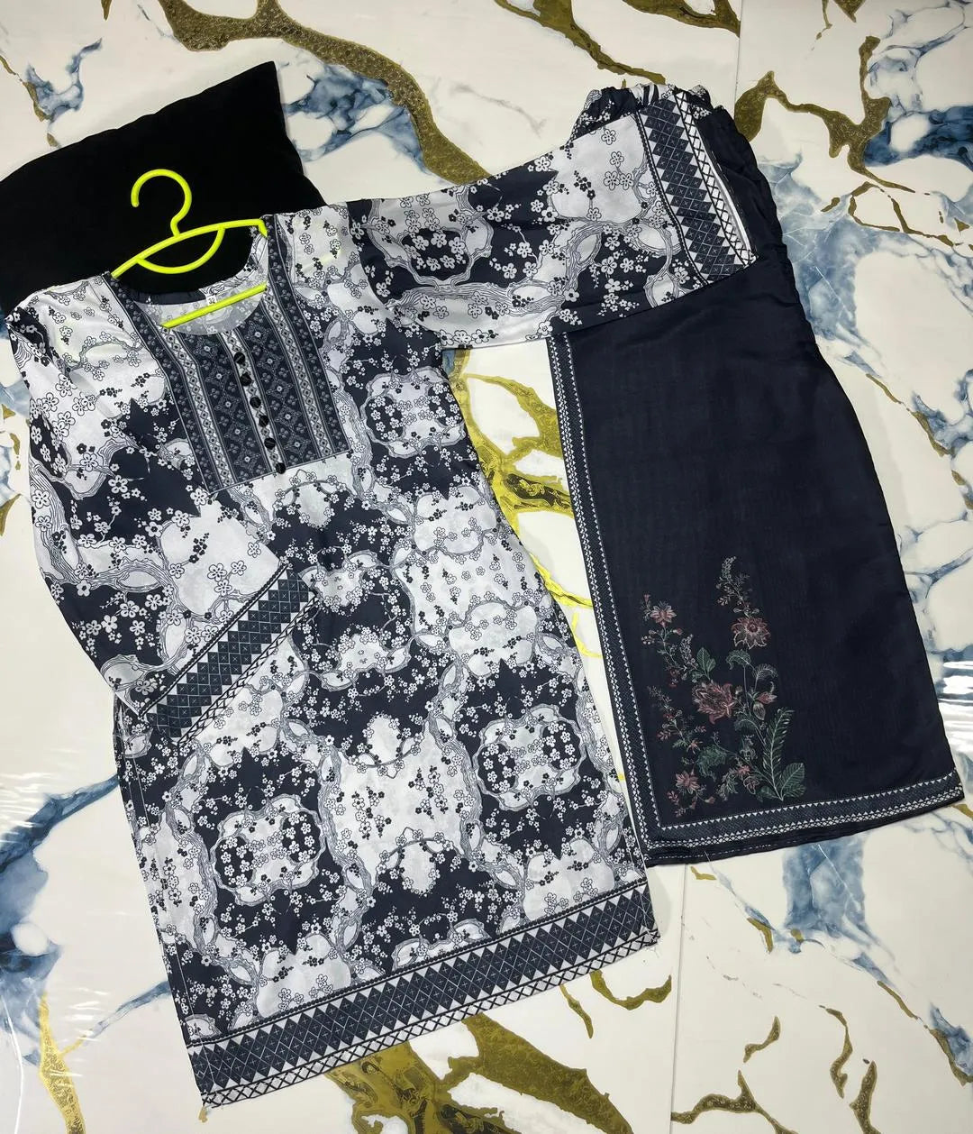 Arabic printed lawn kurta and shalwar 2 pcs