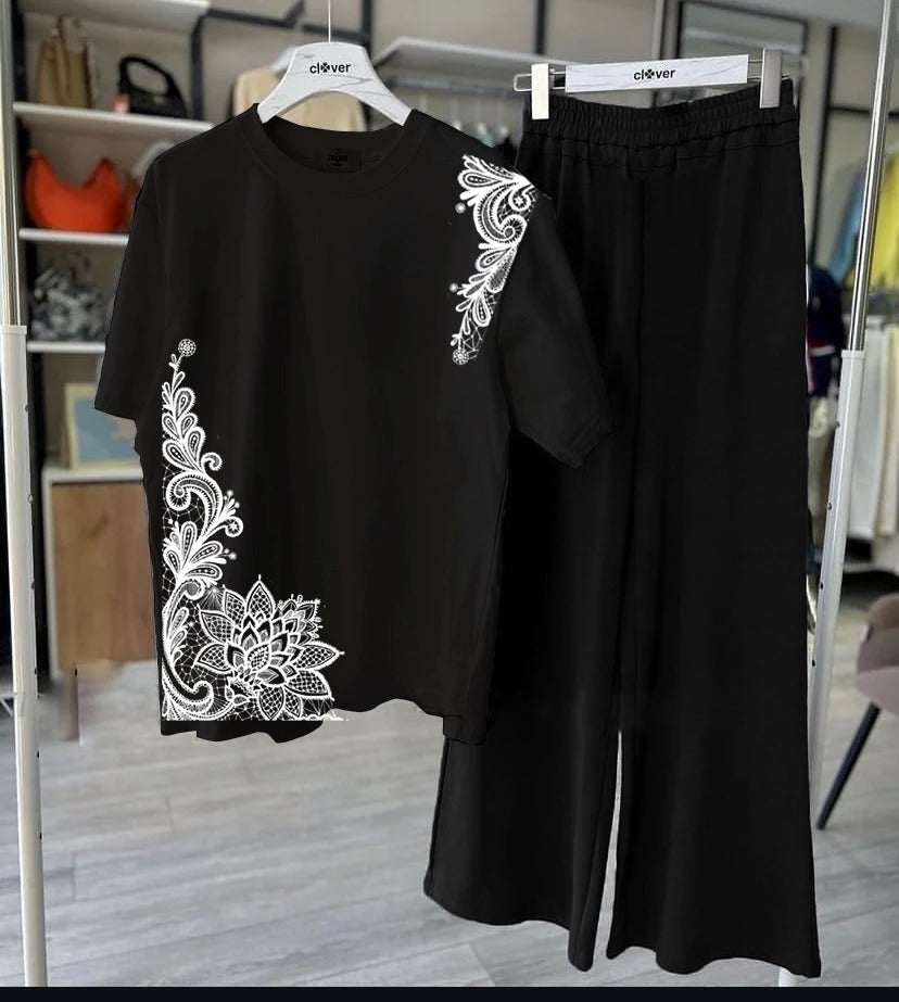 New Cotton Jersey,Flower Printed Night Suits for Girls and Women