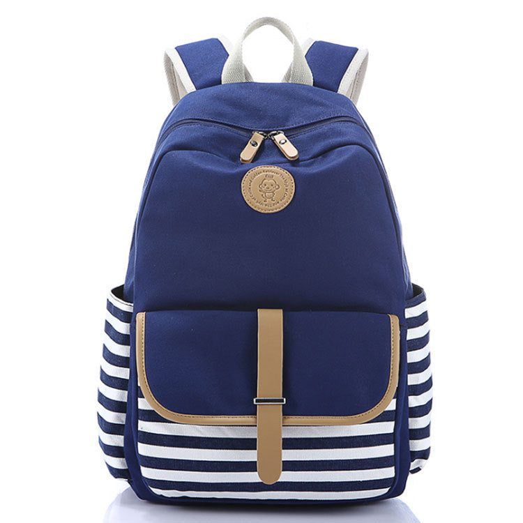 Girls imported canvas school bag pack with strips