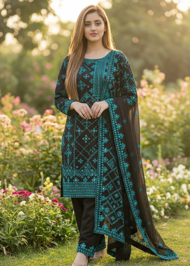 New arrival Lawn, cross Stitch side gala,9mm, Embroidered