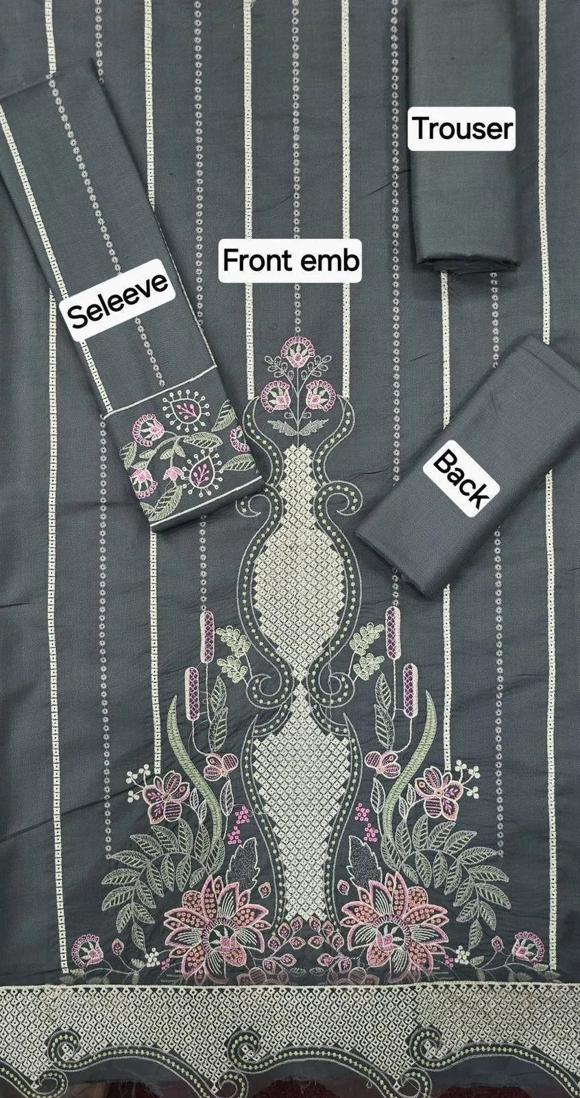 3 women's embroidered unstitched suit