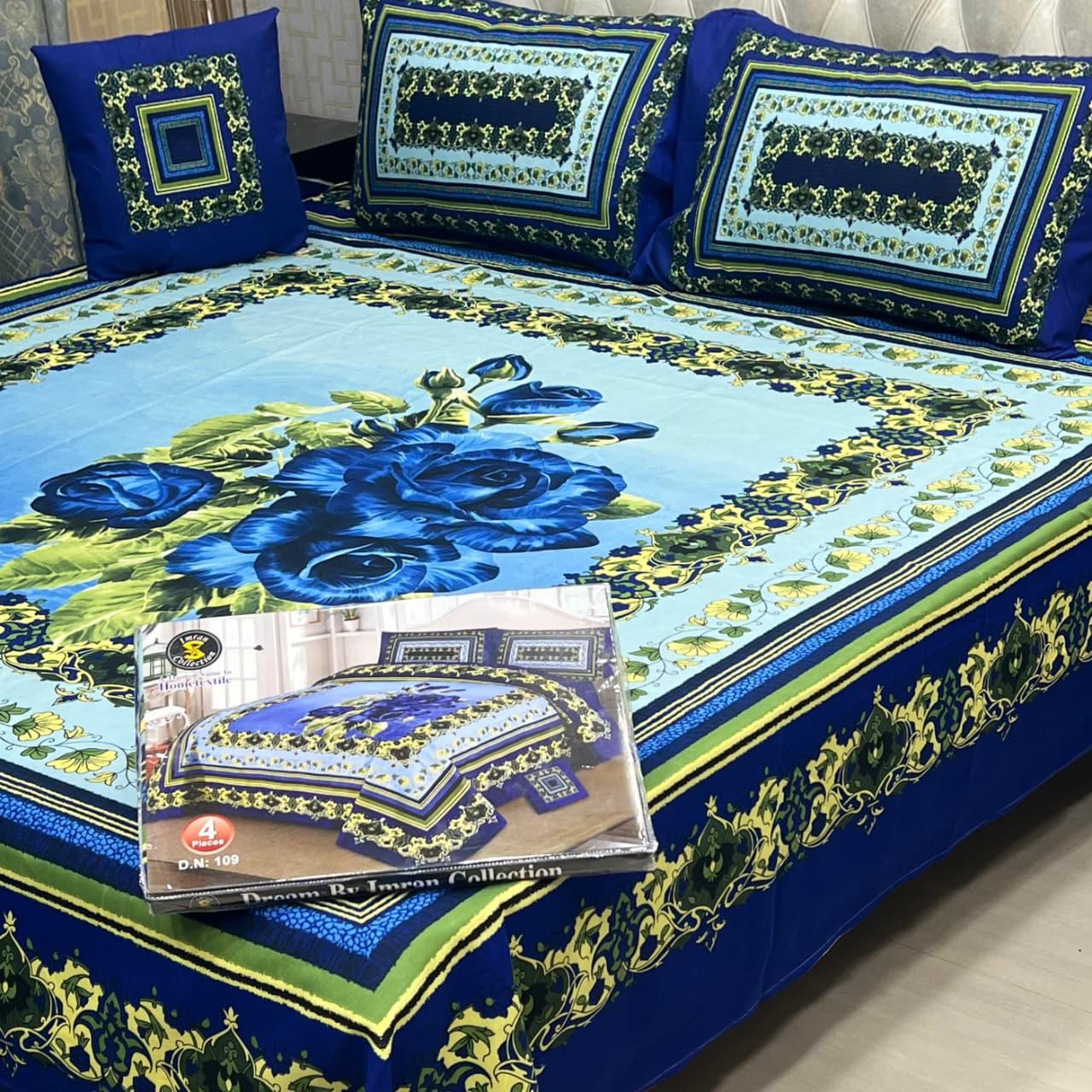 3 D PANAL BEDSHEET CRYSTAL COTTON 4 PCS 16 colours