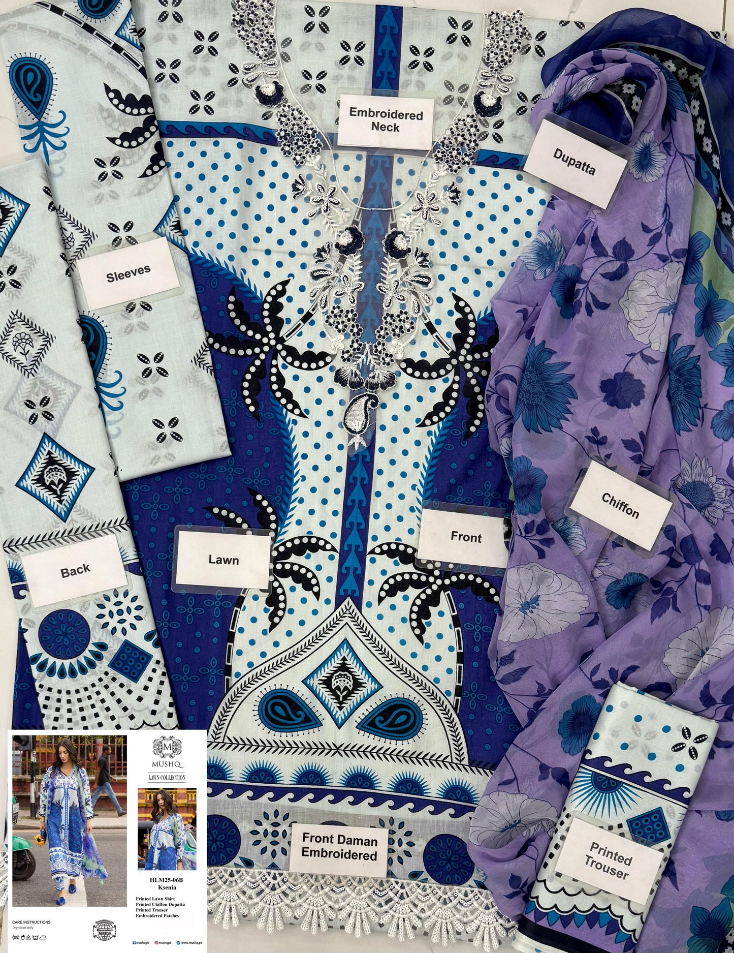 Mushq Hemline, Lawn & Chiffon Al-Nisa Embroidery