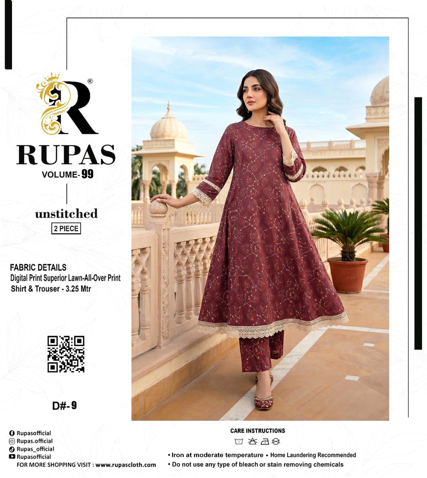 RUPAS, Digital Print Superior Lawn All-Over Print Shirt & Trouser