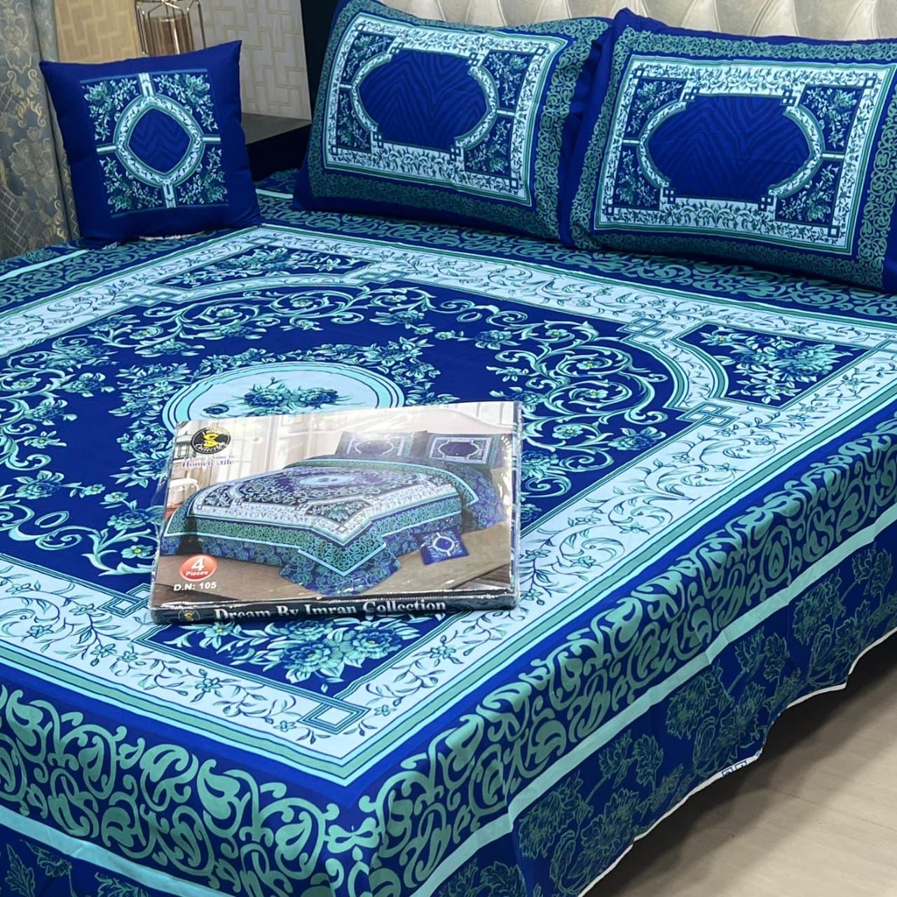 3 D PANAL BEDSHEET CRYSTAL COTTON 4 PCS
