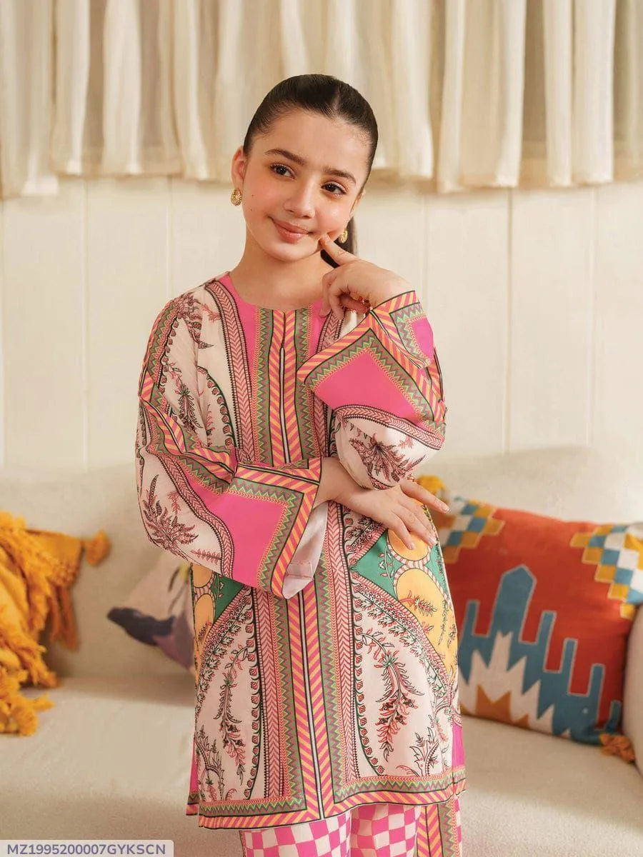 Arabic printed lawn kurta and shalwar 2 pcs