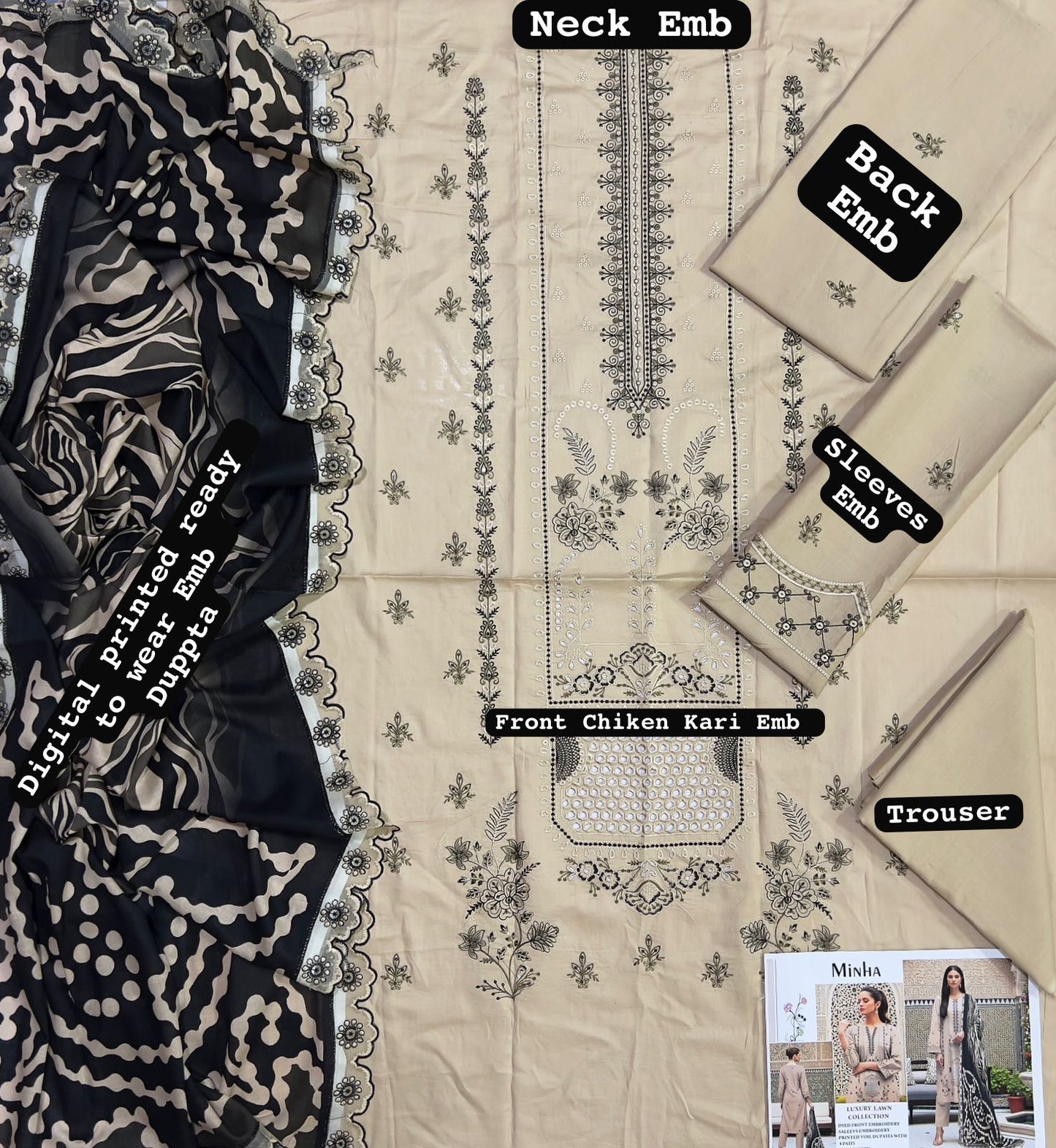 Minha MOST DEMANDING EDITION*03PCS UNSTITCHED SUIT