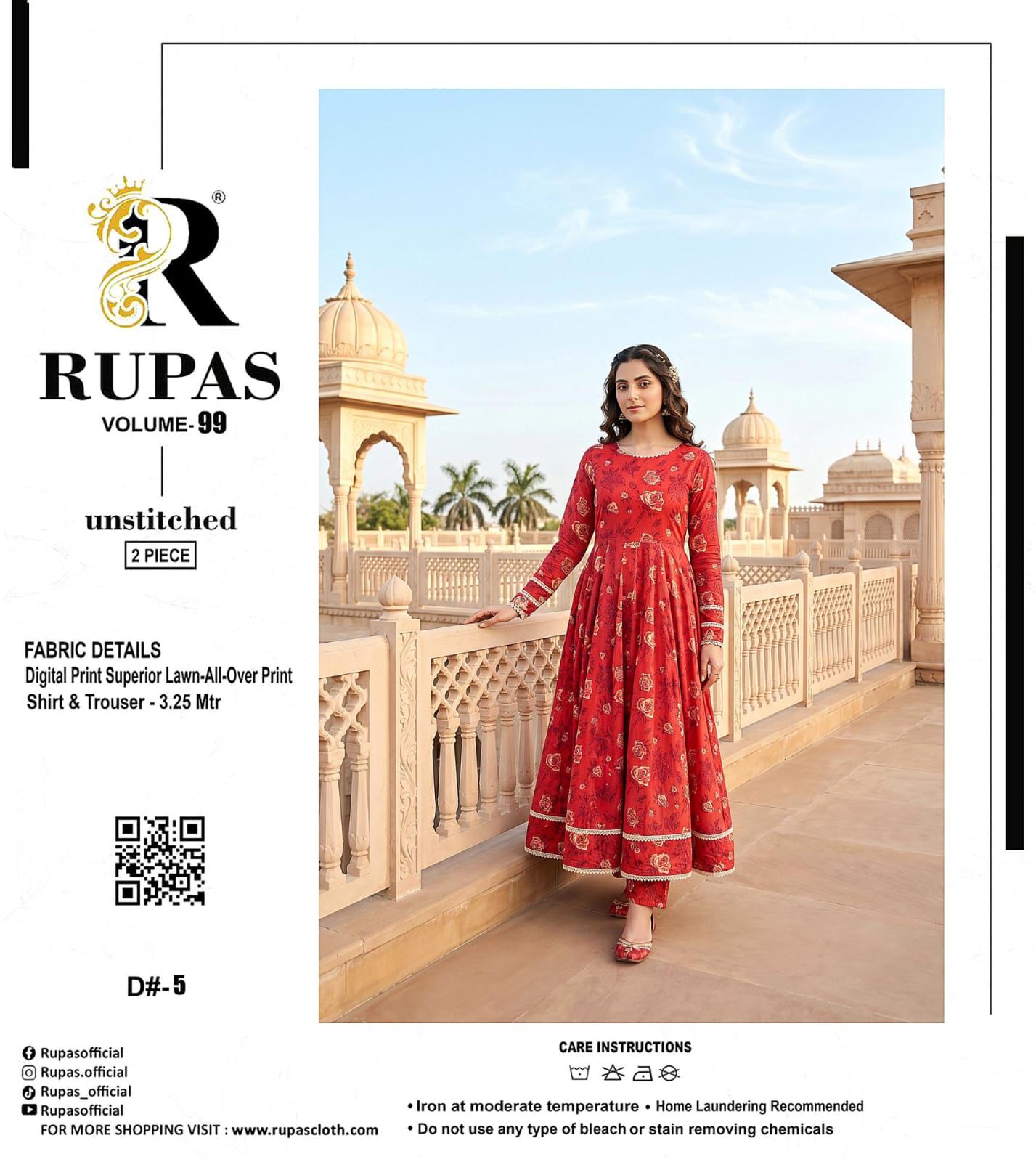 RUPAS, Digital Print Superior Lawn All-Over Print Shirt & Trouser