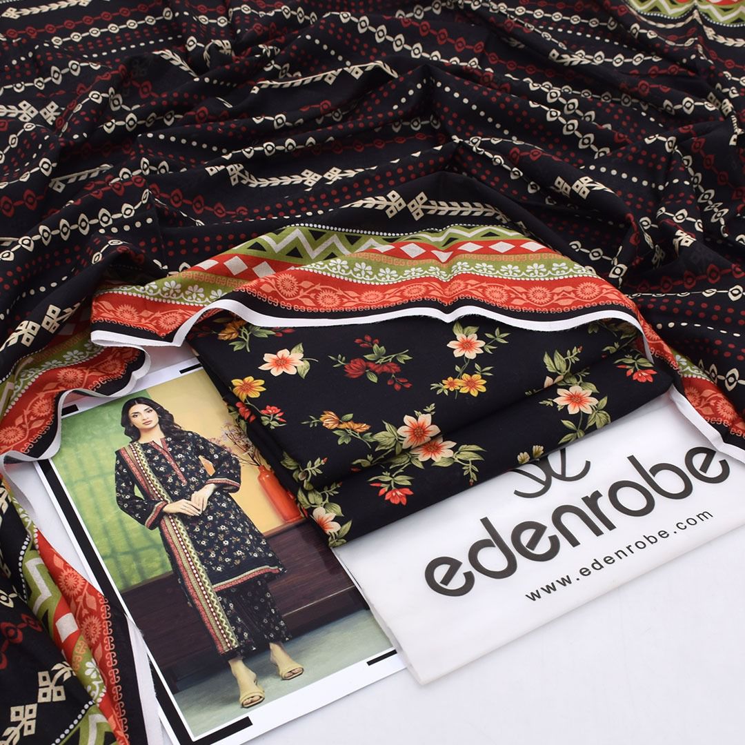 edenrobe,Digital Printed Lawn Shirt & Trouser With, Printed Lawn Dupatta