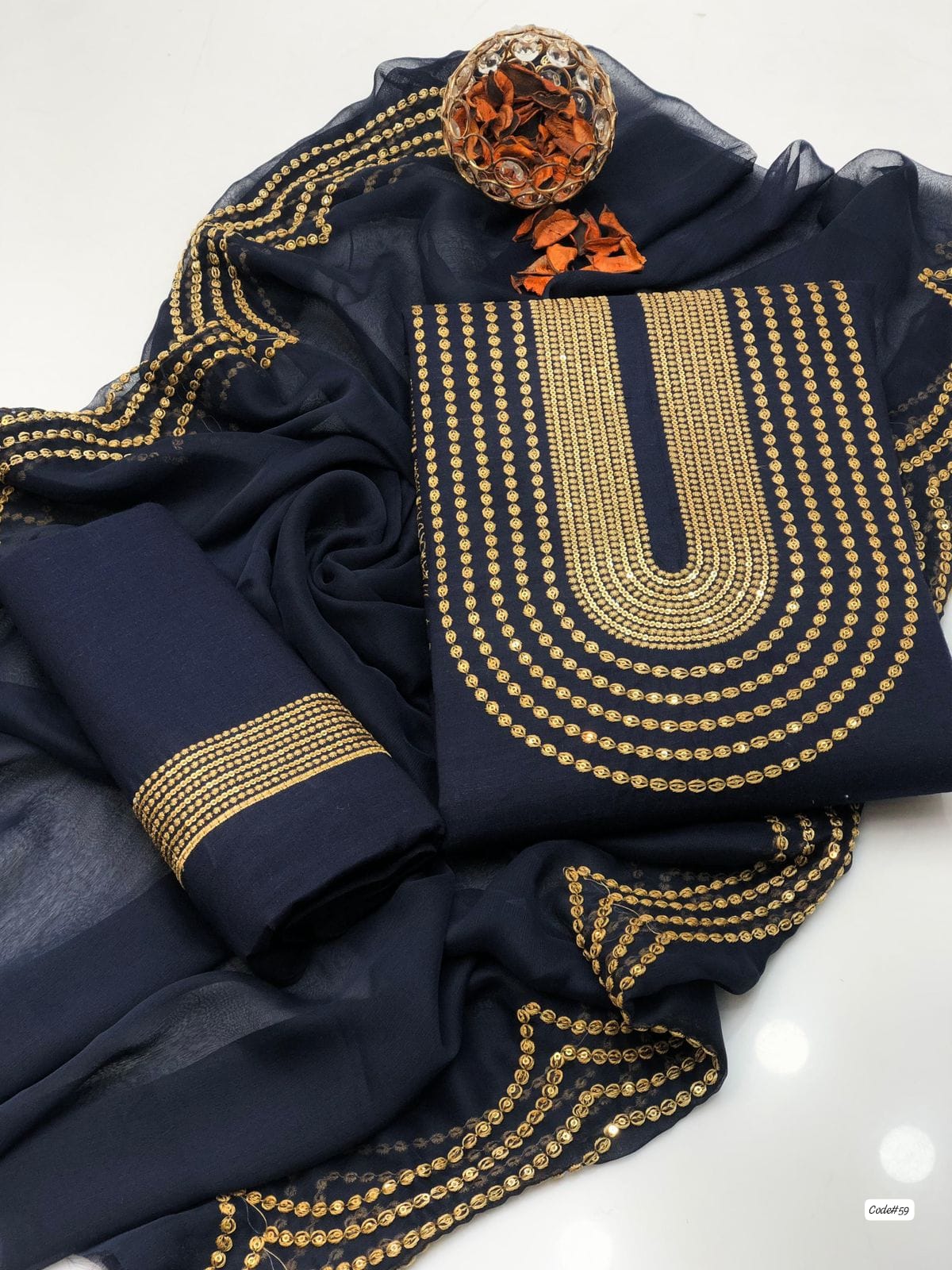 New Lawn/cotton Hit Traditional Fully Sequence Embroidered