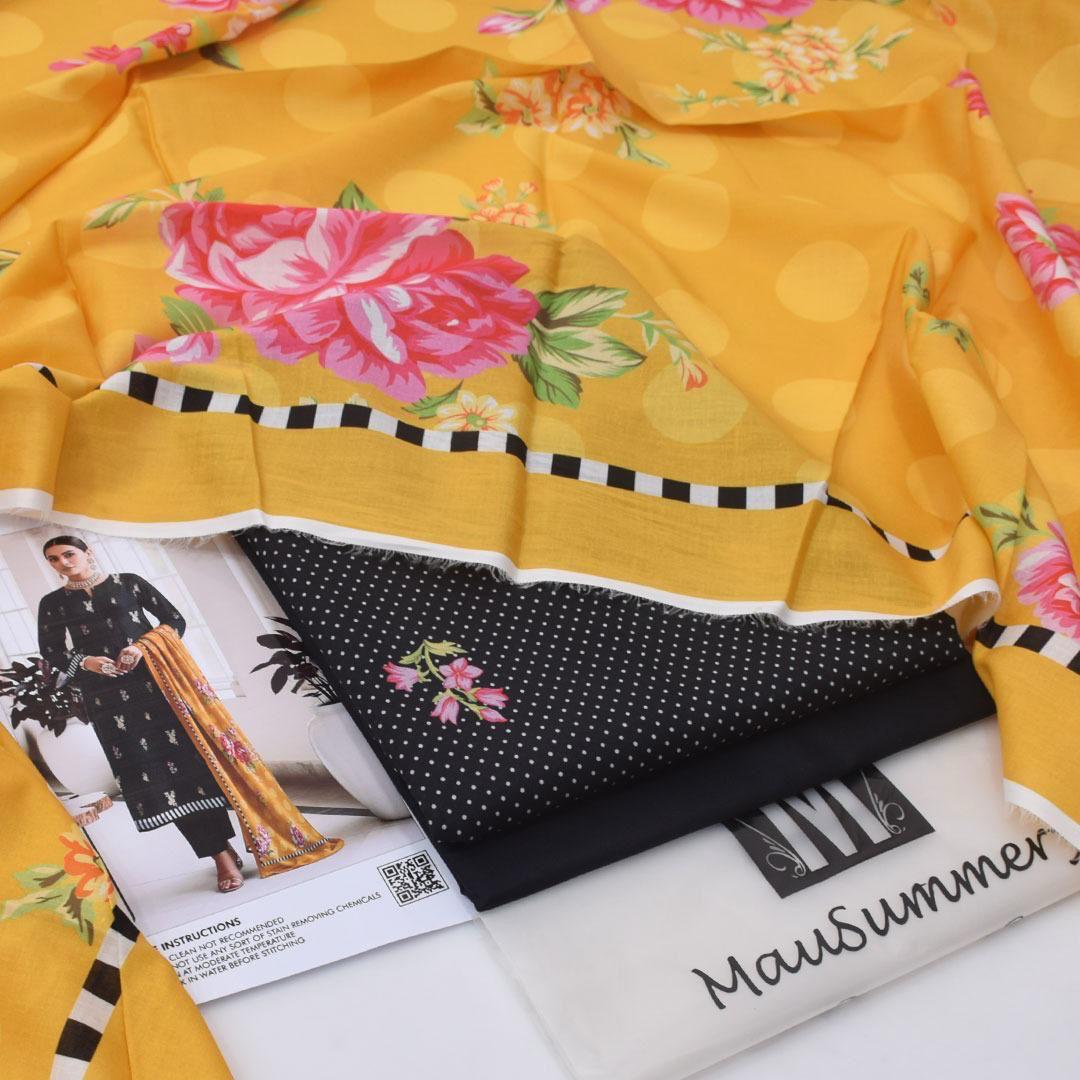 Mausummery,digital lawn shirt, plain dyed trouser,lawn dupatta