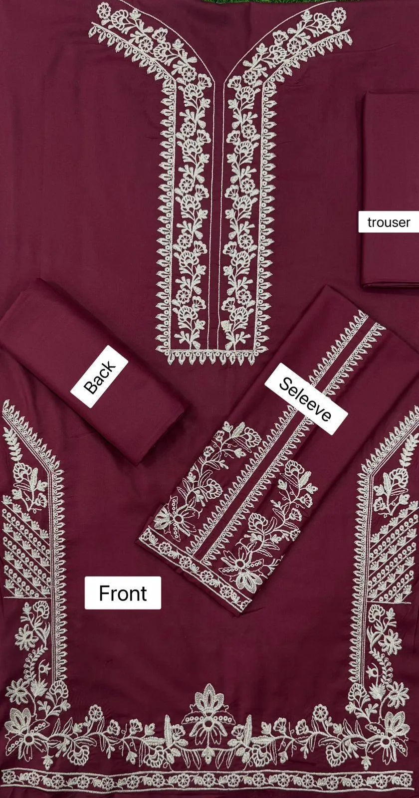 Maroon embroidered suit 2 pieces