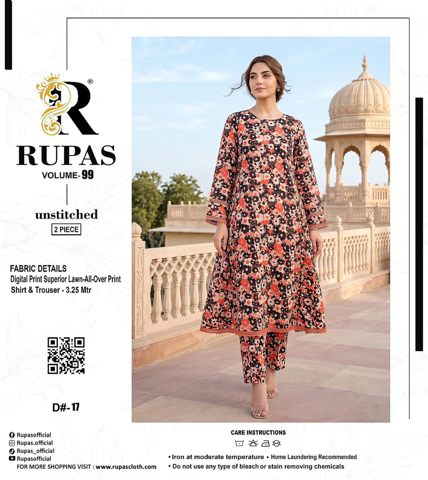 RUPAS, Digital Print Superior Lawn All-Over Print Shirt & Trouser