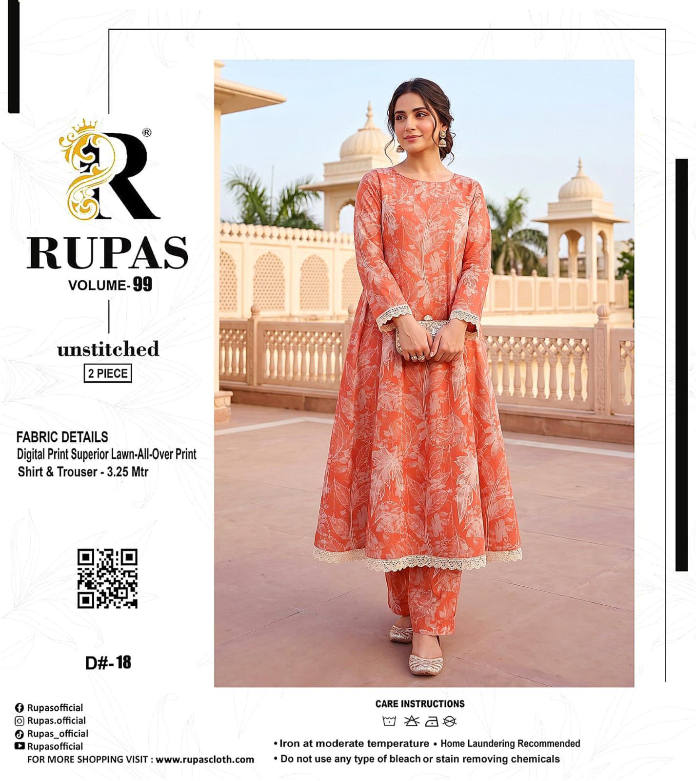 RUPAS, Digital Printed Lawn, Shirt & Trouser