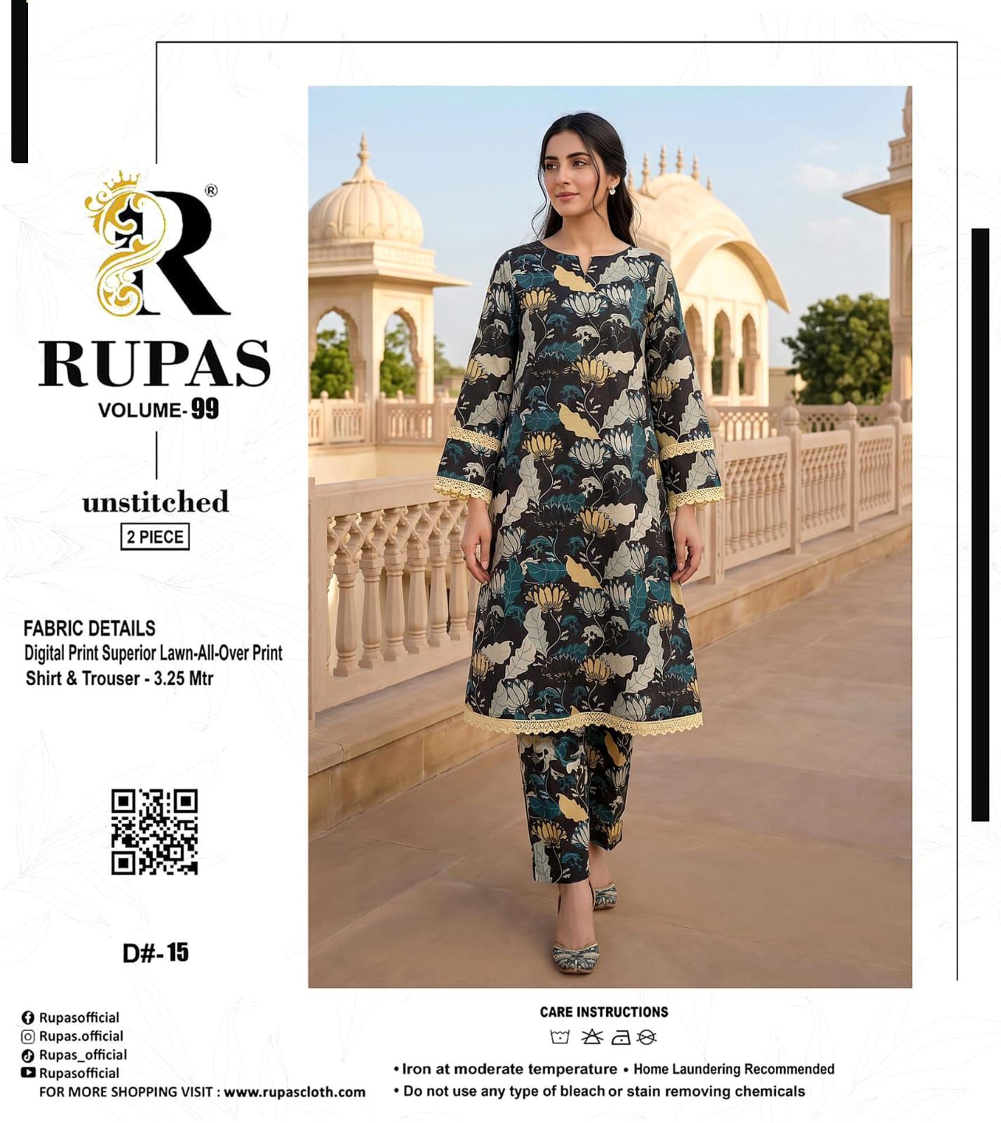 RUPAS, Digital Print Superior Lawn All-Over Print Shirt & Trouser