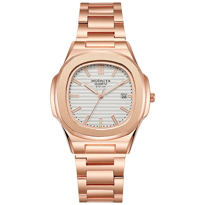 2022 New Fashion Square Luxury Diamond Quartz Business Men's Watch Alloy Steel Band Simple Scale Watch